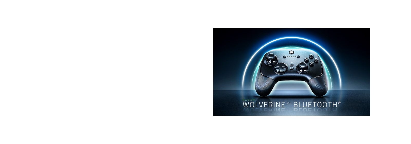 LG Micro RGB evo AI MRGB95 with Bluetooth Ultra Low Latency shows a wireless game controller labeled “Razer Wolverine V3 Bluetooth” on screen, indicating optimized Bluetooth controller support for responsive gameplay. 