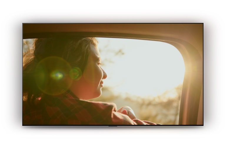 LG NANO 4K UHD AI NU85 shows a drama scene of a person riding in a car, then a Sports Alert for a live soccer match pops up with real-time scores and, when tapped, switches straight to the live game.