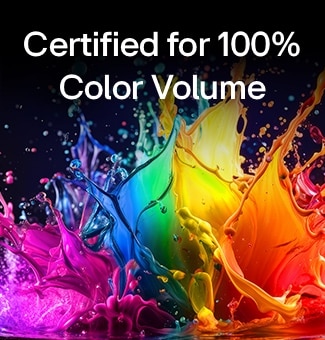LG QNED AI Mini LED QNED70 with Dynamic QNED Color fills the screen with vivid, fluid bursts of multicolored, paint-like motion, showcasing enhanced color vibrancy certified for 100% Color Volume.