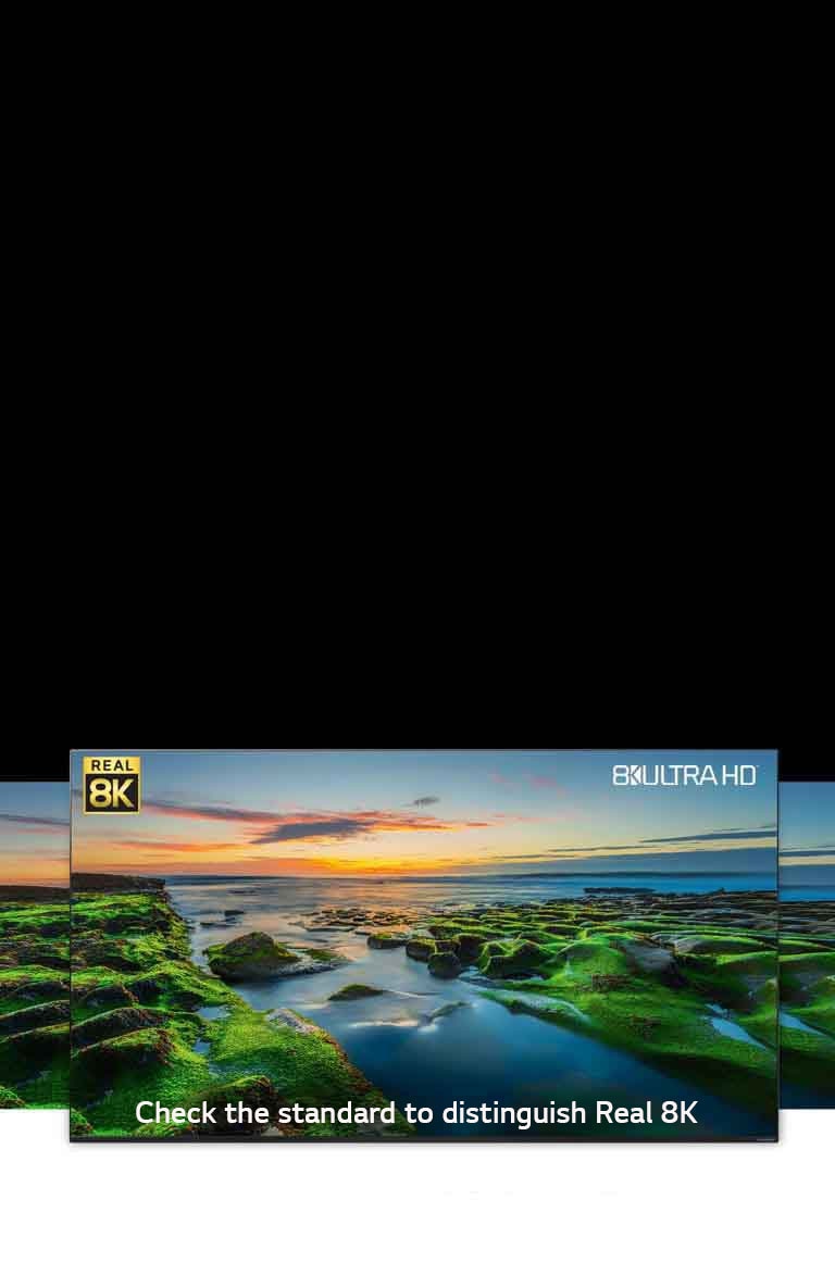 TV screen showing the wide view of nature with Real 8K and CTA logos