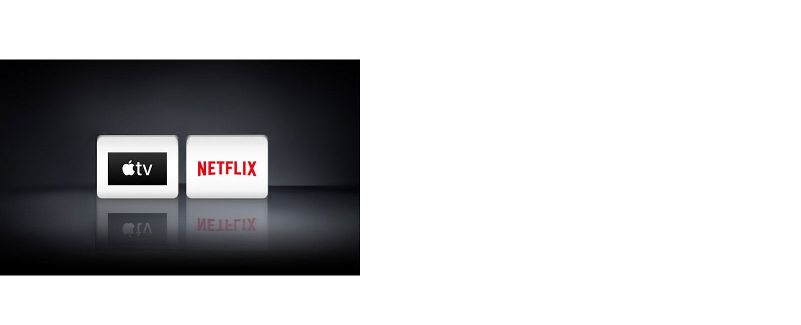 Deux logos d'application affichés de gauche à droite : Apple TV et Netflix.