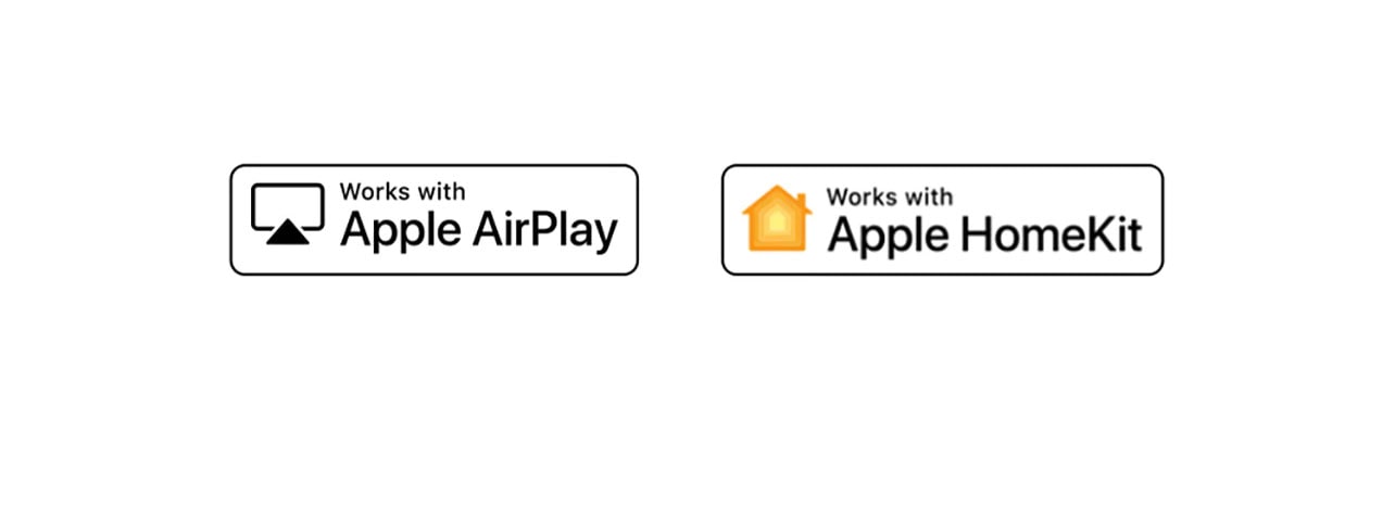 Details showing logos of  alexa, Apple Airplay, and Apple HomeKit in which ThinQ AI is compatible with.