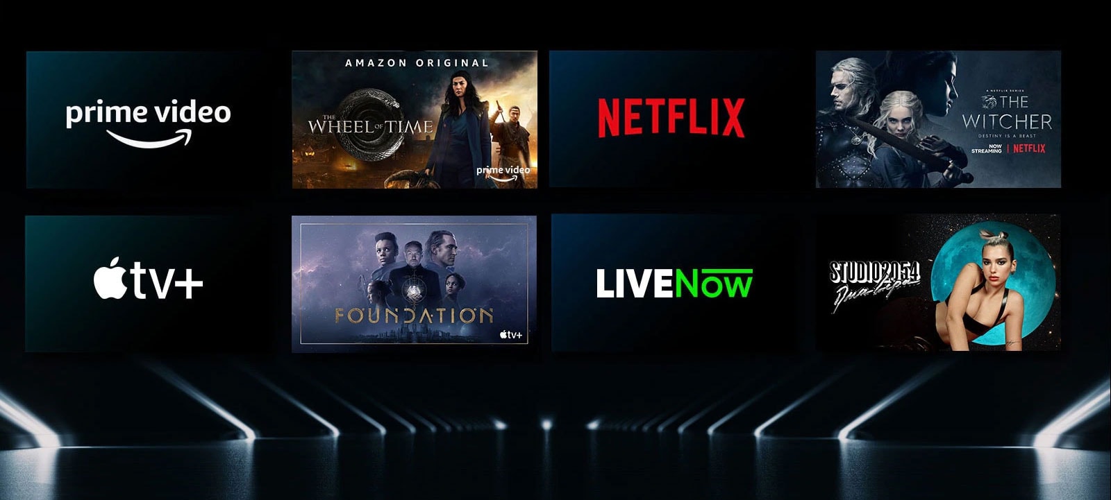 Image showing a variety of OTT services with their respective shows beside each logo.