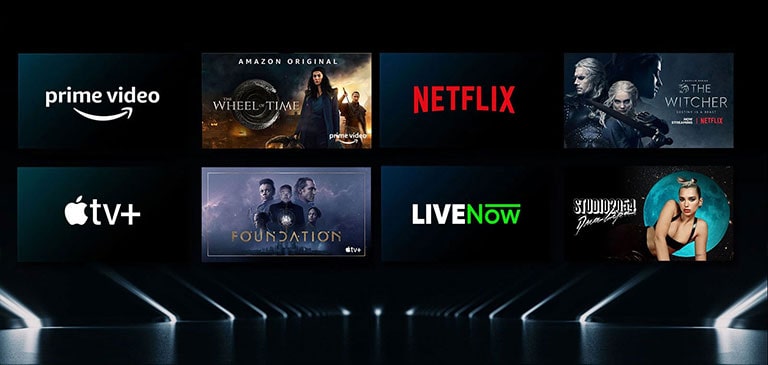 Image showing a variety of OTT services with their respective shows beside each logo.