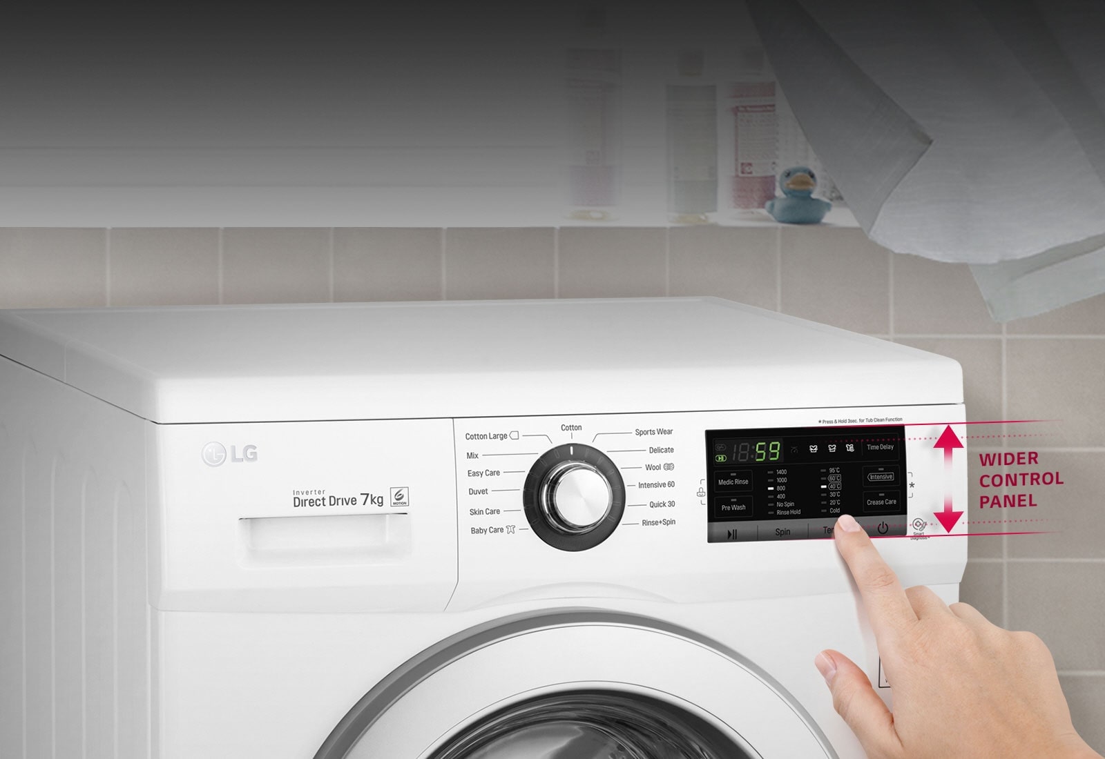 Sleek design & convenient Touch UI of LG Front Load Washing Machine 7Kg FH2J3QDNL02