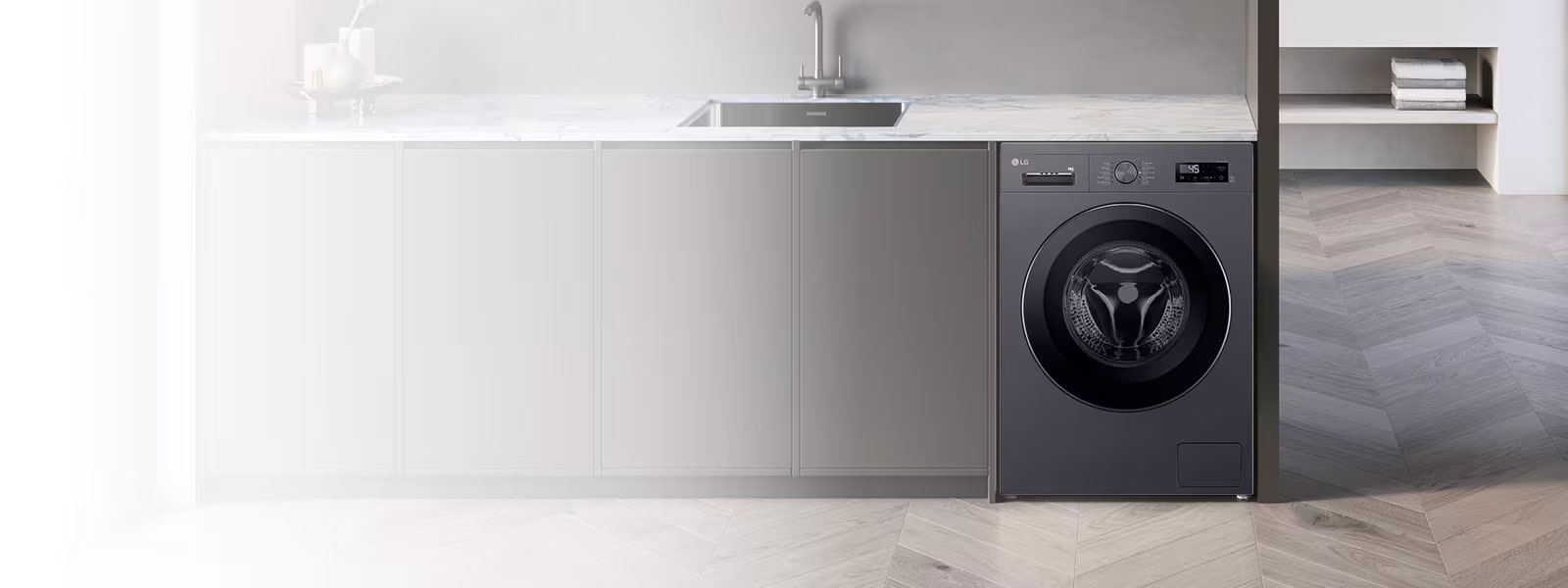 Cutout of the inside of a washing machine