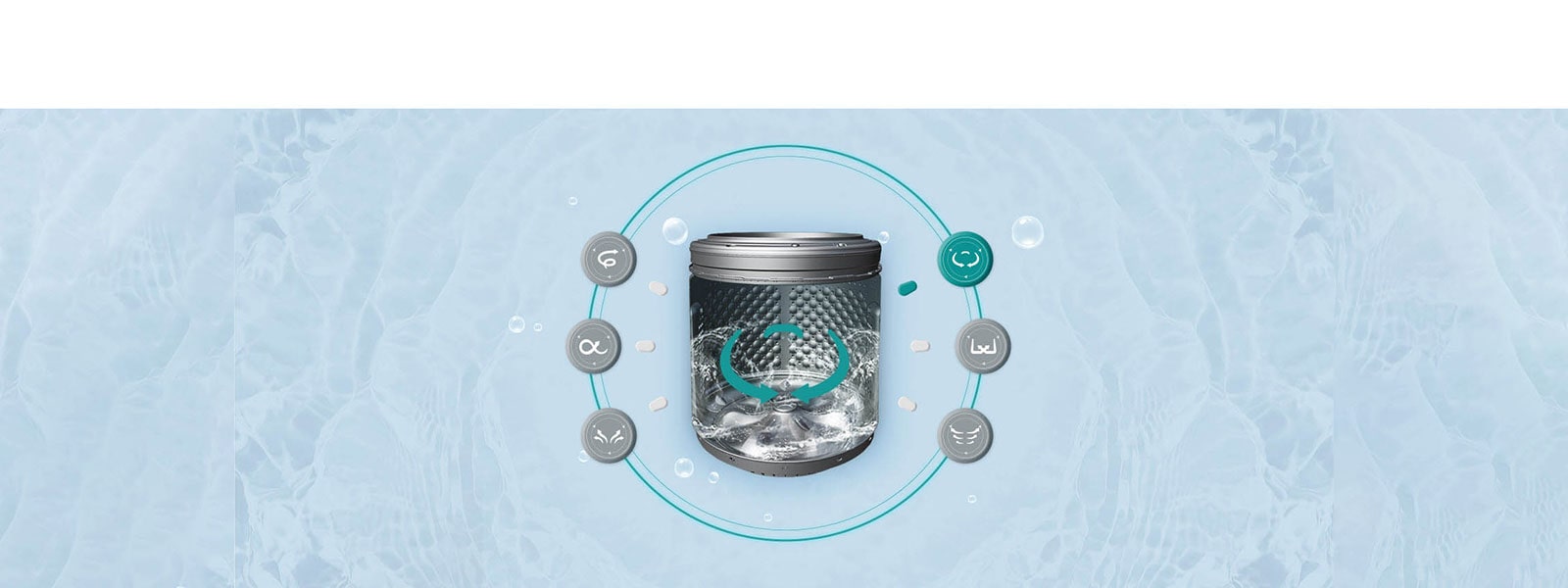 Rubbing motion : Rotates left and right to rub fabric against the surface of the drum 