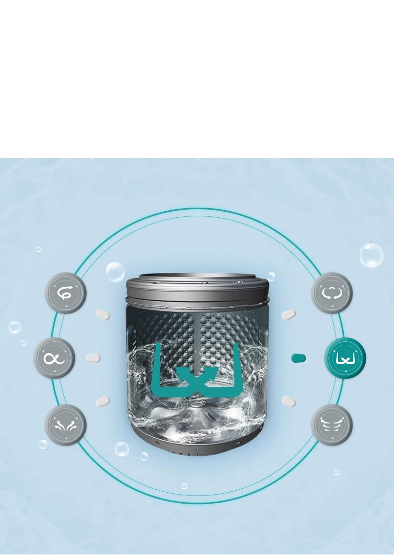 Power motion : Enhances washing performance with the stronger and faster movement of the Pulsator 