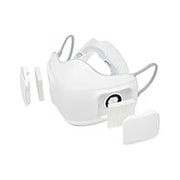 LG PuriCare™ Wearable Air Purifier in White, LG PuriCare™ Wearable Air Purifier, View of the mask with the filter and filter cap extending out, AP300AWFA, AP300AWFA, thumbnail 3