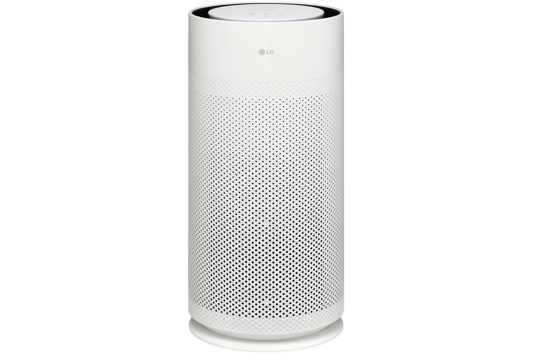 LG PuriCare™ AeroBooster Air Purifier, White, 32 m² Coverage with 360° Filter, Front view of the LG PuriCare™ AeroHit Air Purifier AS35GGW10.AGCC, AS35GGW10