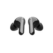 LG Tone Free FN7 True Wireless Black Earbuds, A top view of cradle opened up with mood lighting on and UVnano certification logos, HBS-FN7, thumbnail 4