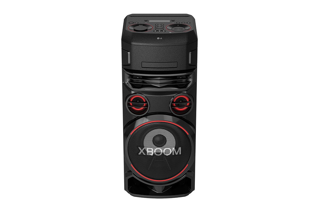 LG XBOOM ON7 Speaker for Parties With Wireless Party Link, Multi Color Lighting and Super Bass Boost, front view with red lighting, ON7, thumbnail 2