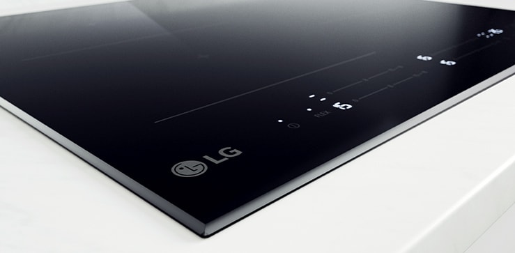 This image shows the white LED light of the induction hob.