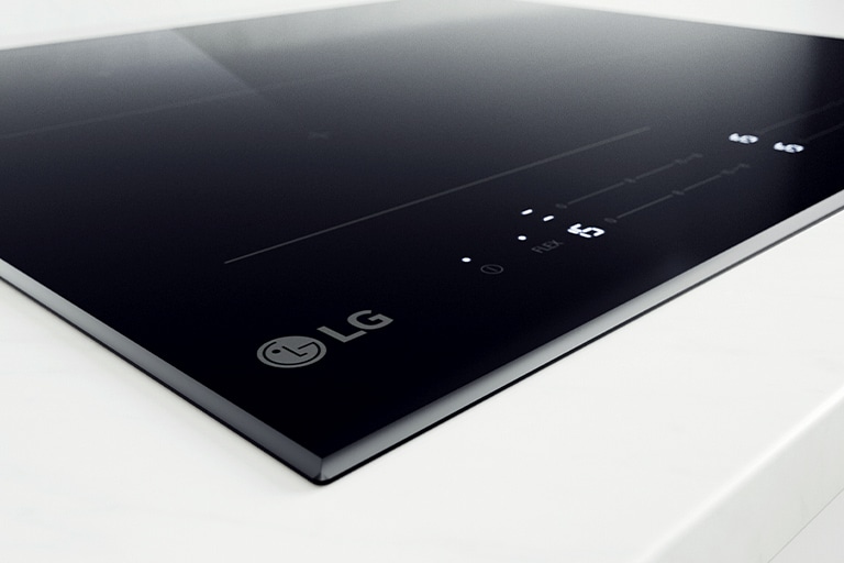 This image shows the white LED light of the induction hob.