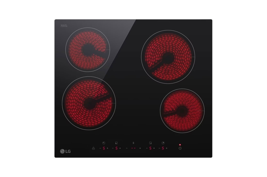 LG Built-in Electric Hob with 4 Burners, Top Light On, CBEZ2414B, thumbnail 2