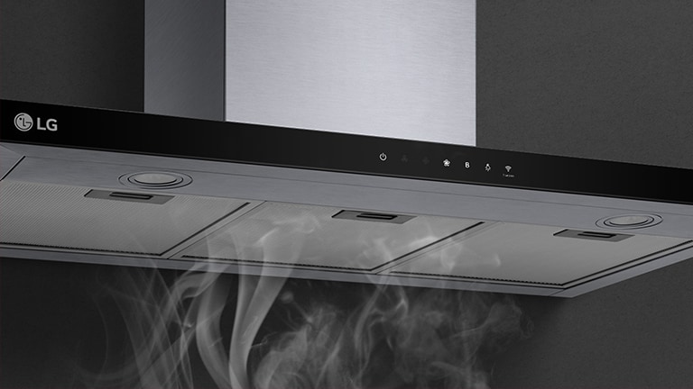 This is an image where smoke is strongly sucked into the hood.