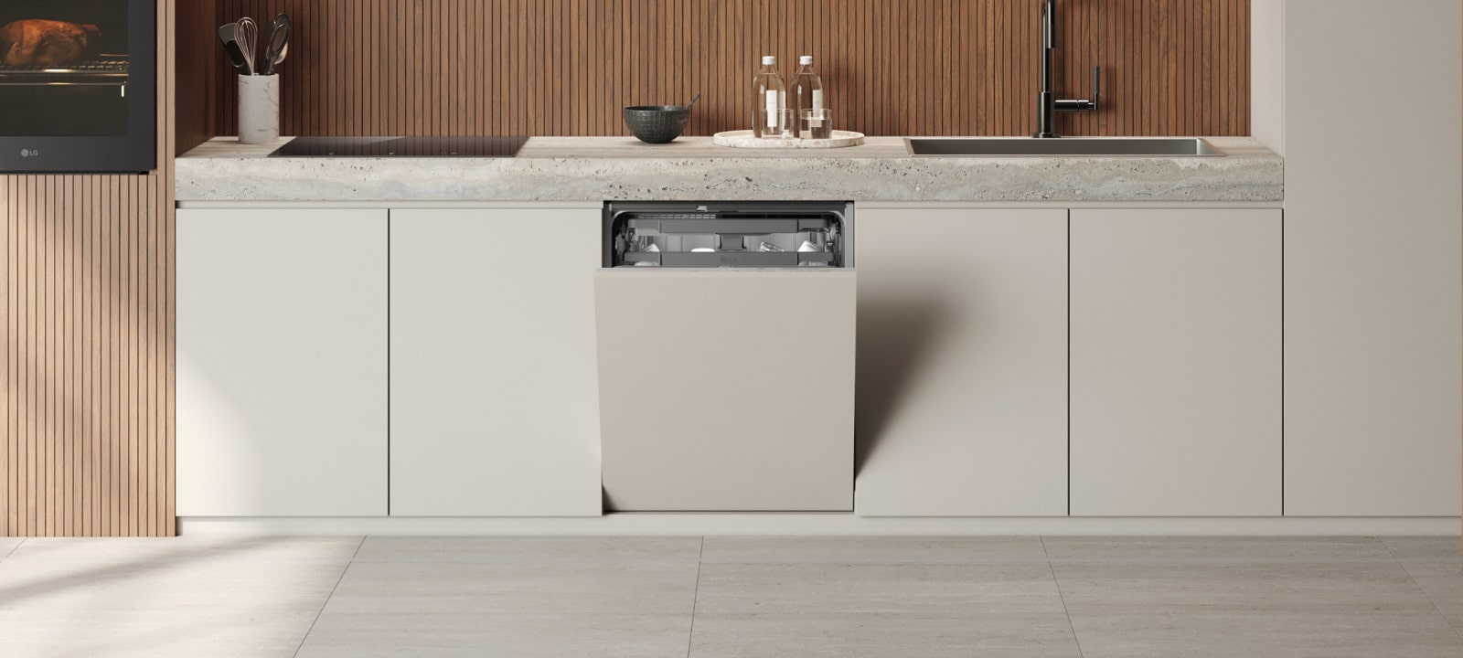 Interior lifestyle image showcasing the LG built-in Dishwasher