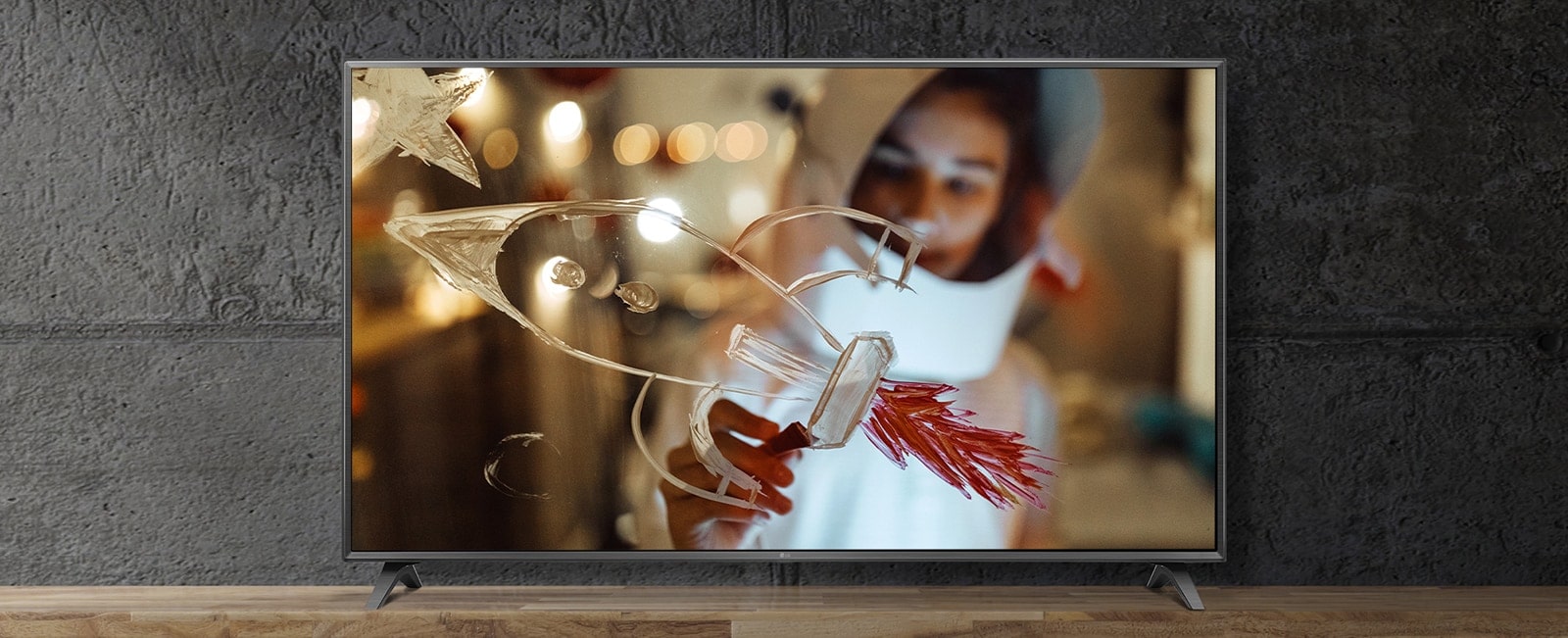 On the TV screen, the movie is expressed with vivid colors and detail.