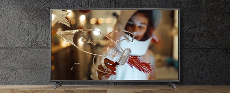 On the TV screen, the movie is expressed with vivid colors and detail.