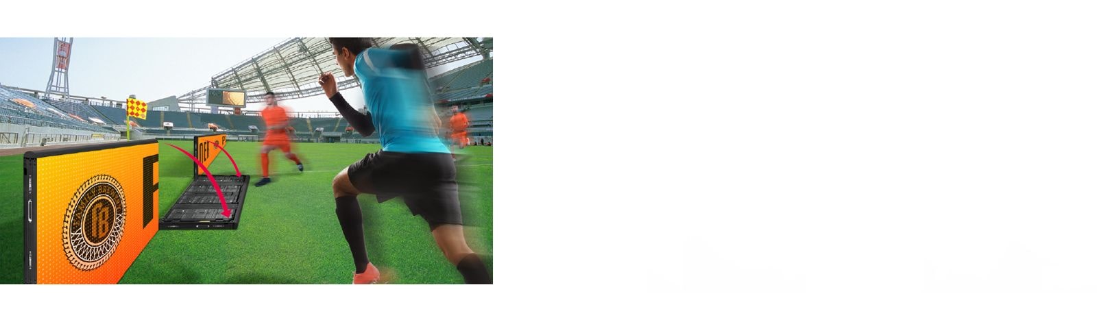 Some of the GPEJ series installed on the stadium’s field are sitting at an angle, and the players in the stadium are easily moving over the GPEJ series.