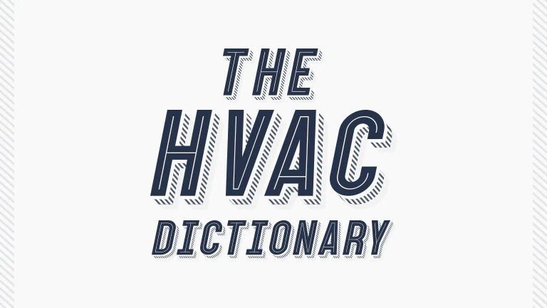 The HVAC Dictionary' is written in the middle with bold, black letters against a white background.
