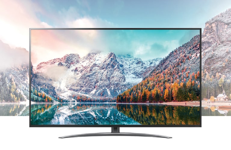 A TV with STB-6500 is screening the natural scenery at high resolution.
