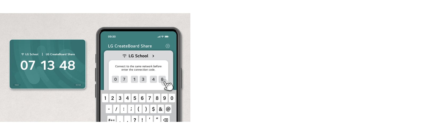 Users can access LG CreateBoard Share, a wireless screenshare solution, by simply entering a 6-digit code.