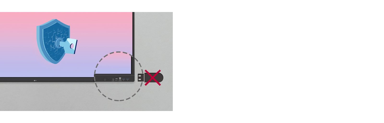 The LG interactive digital board can be set to disable USBs connected to displays for security purposes.