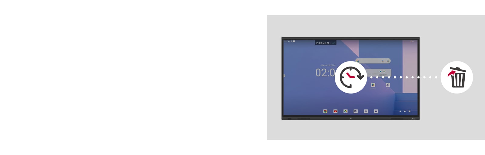 The LG interactive digital board can be set to automatically delete files after a specific period of time.