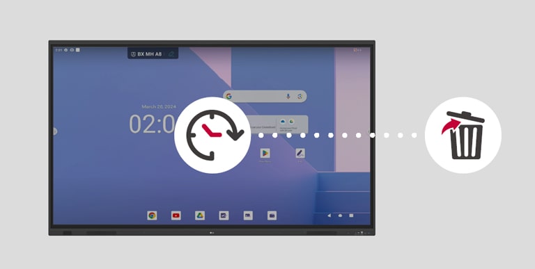 The LG interactive digital board can be set to automatically delete files after a specific period of time.