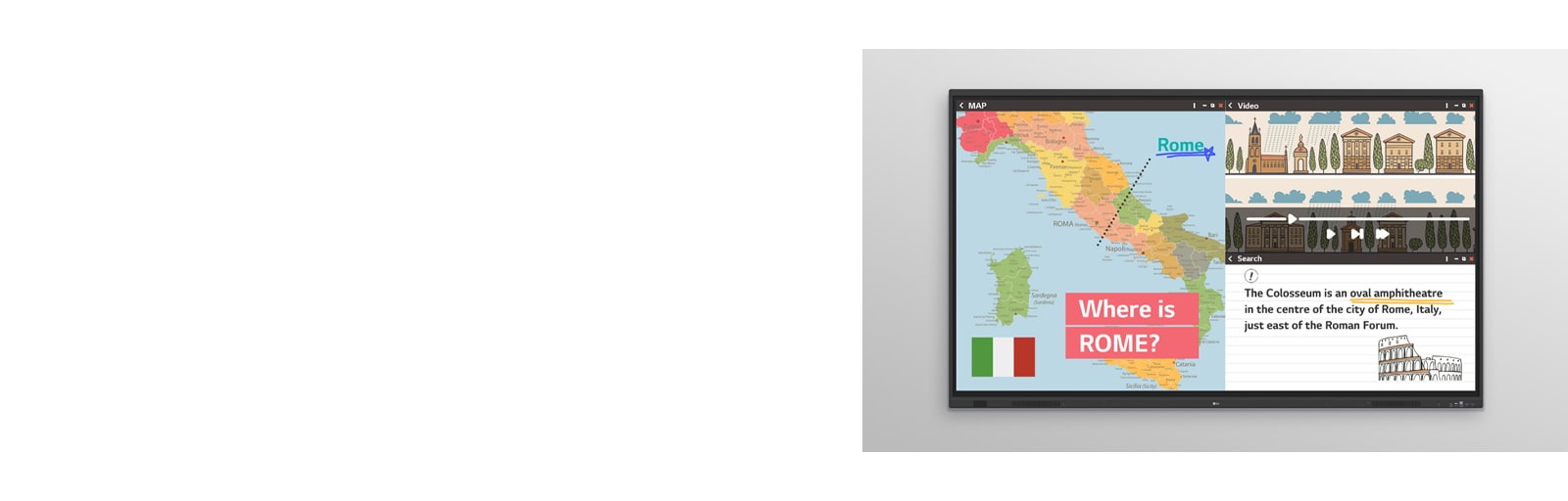 The multi-screen mode features a function that displays multiple screens simultaneously.
