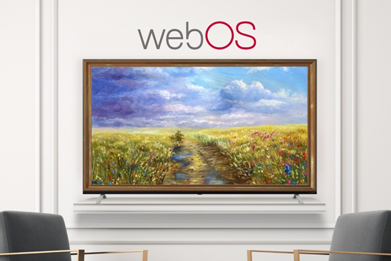 A TV is screening an art piece with Gallery Mode based on webOS 5.0.
