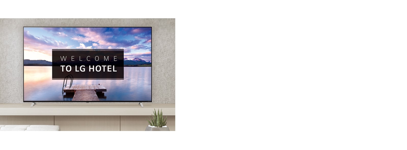 The LG Commercial TV is screening greeting messages with images.