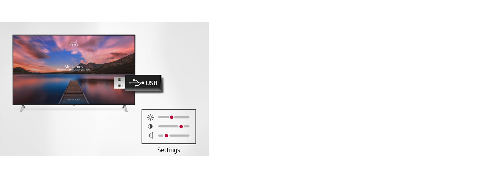 Setting data of the display can be stored on USB and transmitted to other displays.