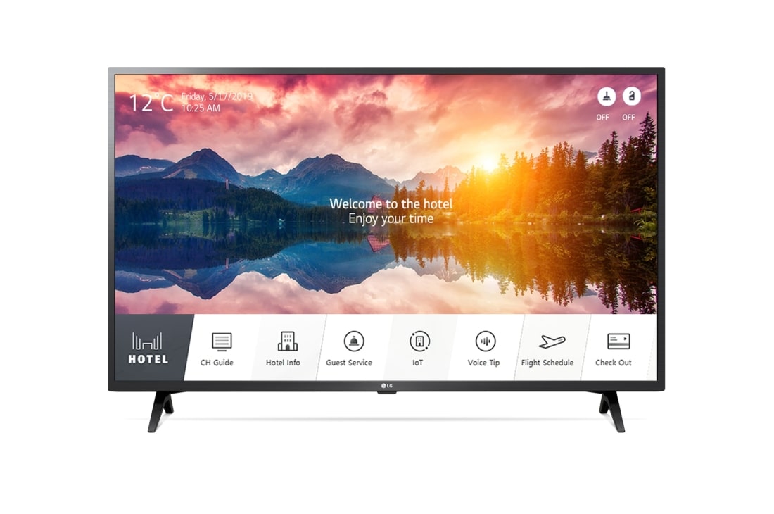 LG 4K UHD Hospitality TV with Pro:Centric Direct, front view with inscreen, 43US660H