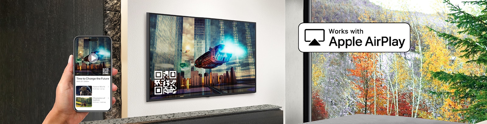 A hotel guest is pairing their iPhone with the in-room TV through AirPlay.