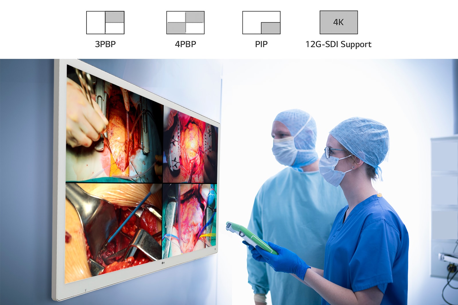 55MH5K supports up to 4PBP, PIP and extended ports, allowing you to view multiple signals simultaneously on a single screen.