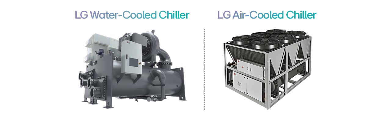 LG Water-Cooled & Air-Cooled Chillers: Industrial cooling systems for efficient temperature regulation.