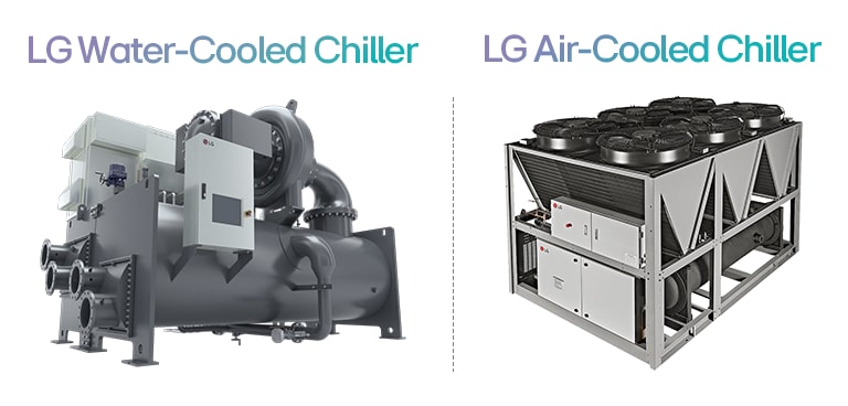LG Water-Cooled & Air-Cooled Chillers: Industrial cooling systems for efficient temperature regulation.