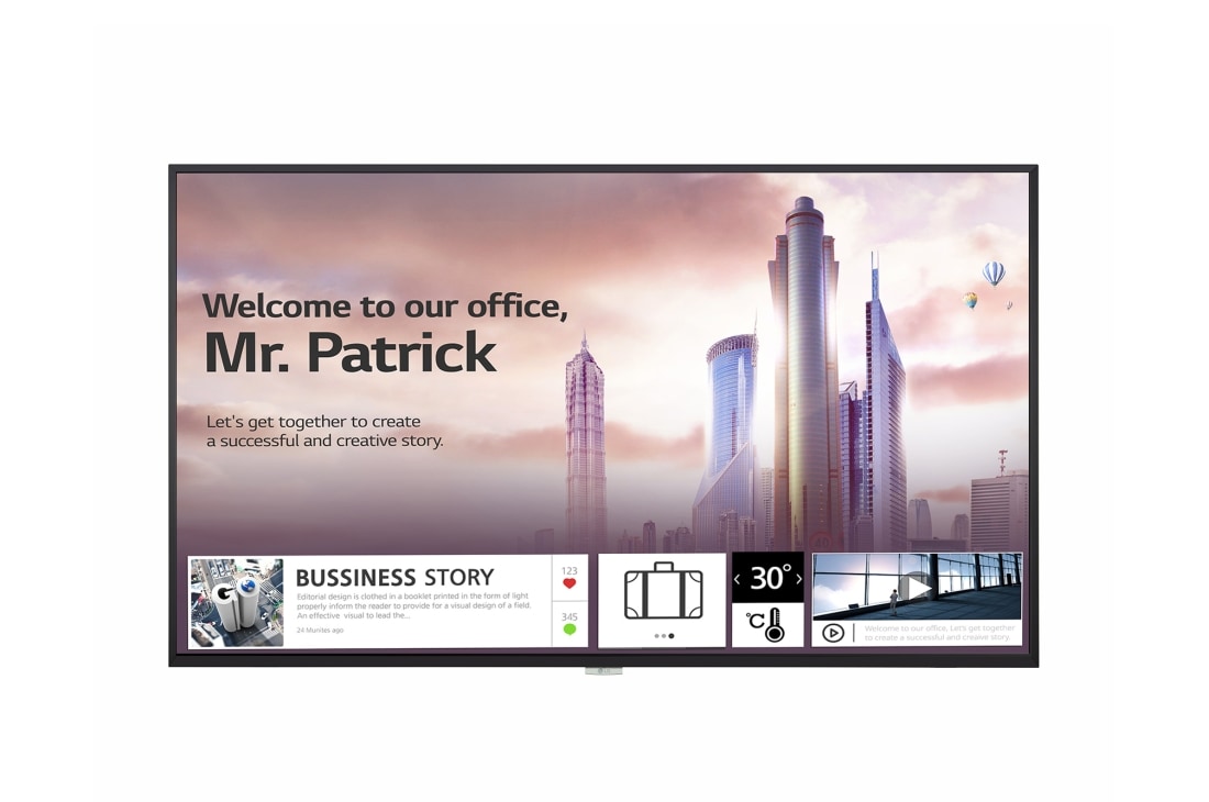 LG High Haze UHD Standard Signage, front view with inscreen, 55UH5F-H