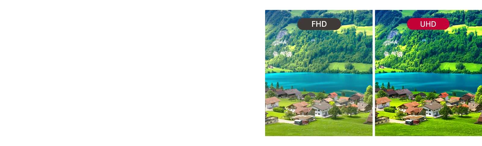 A blurry picture of FHD is being compared with UHD with vivid quality images.