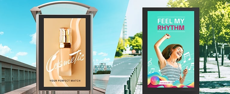 Various frame-shaped displays are installed outdoors.