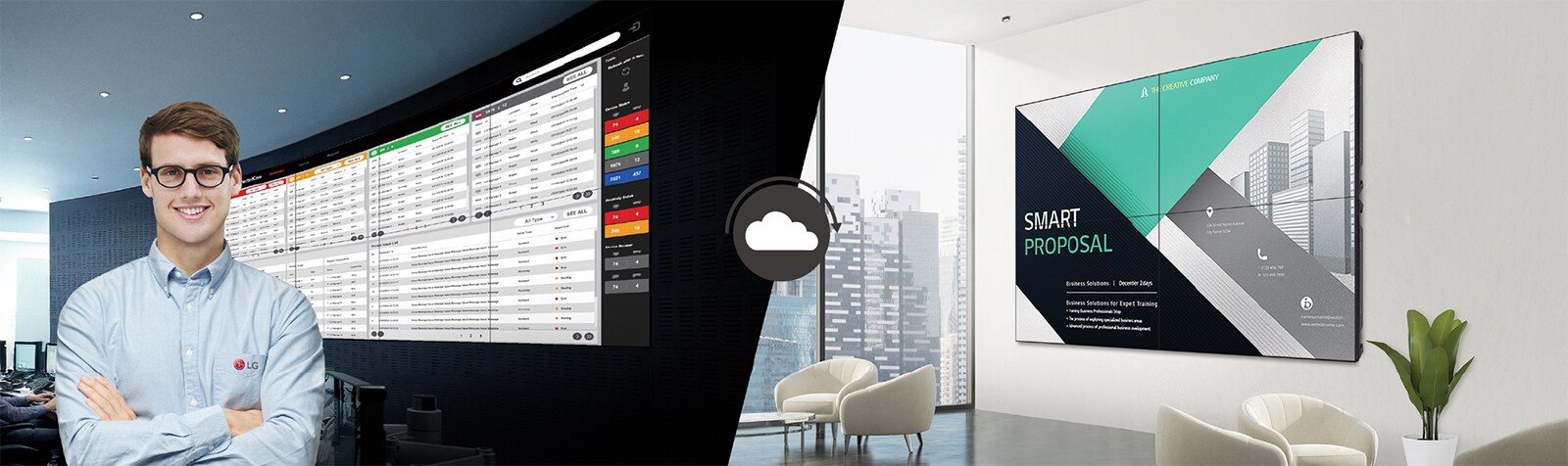 The LG employee is remotely monitoring the VM5R-H installed in another location.