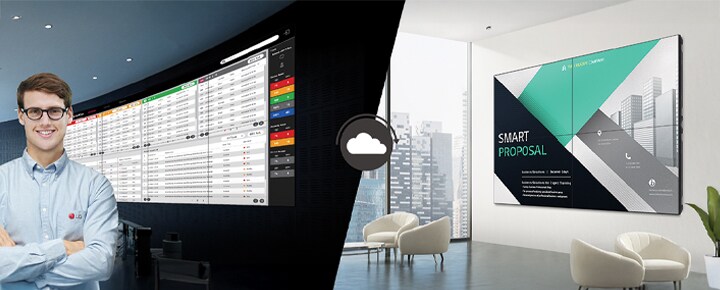 The LG employee is remotely monitoring the VM5R-H installed in another location.