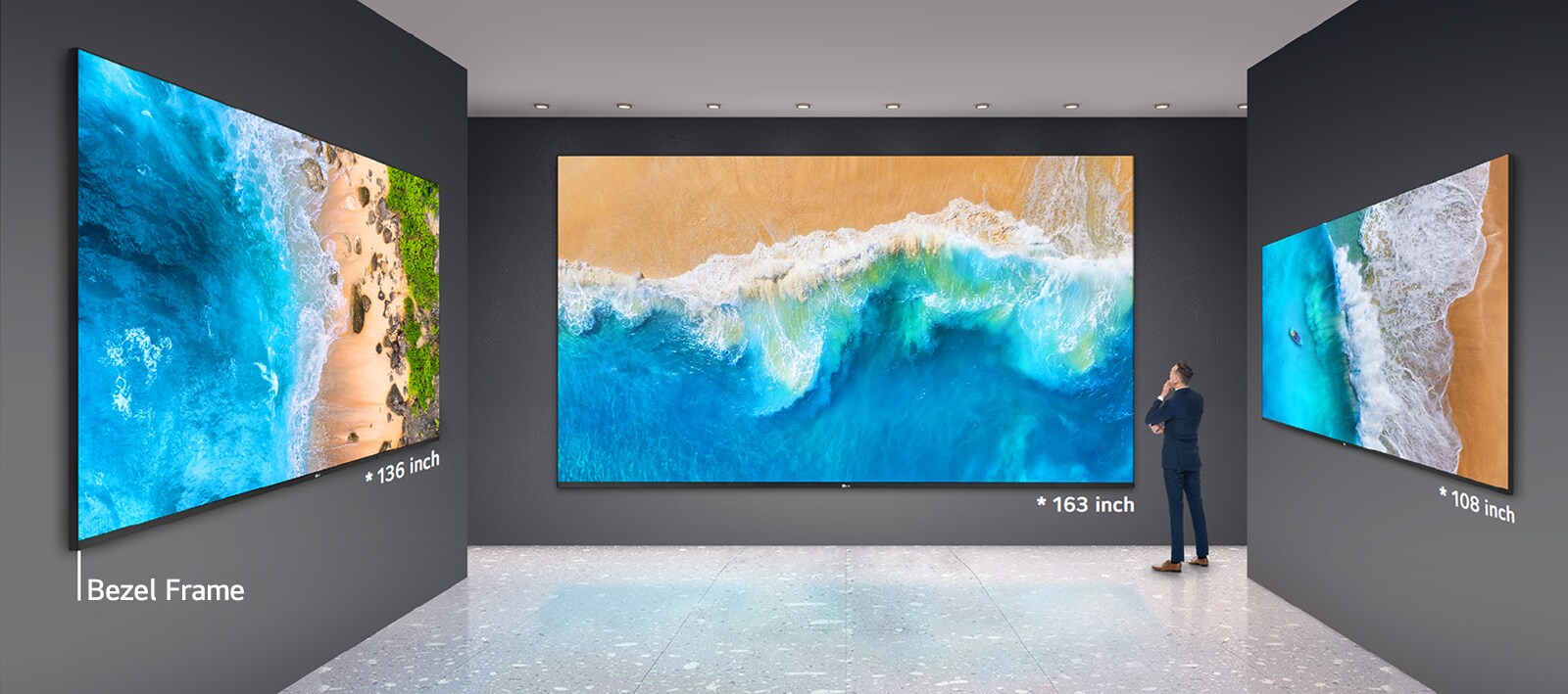  Utilizing frame kits and wall mounts, the 108-, 136-, and 163-inch MFs look like works of art hung on the wall.