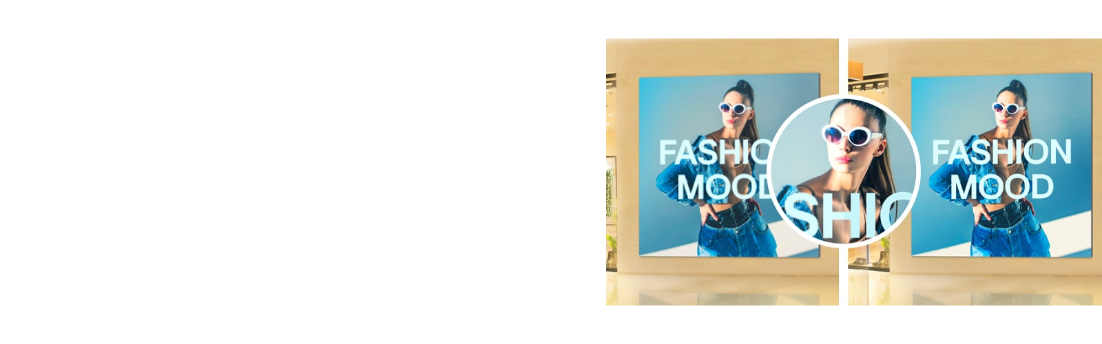 The LSCC series with 4K HDR quality displays content more vividly and brightly compared to the one on the left.