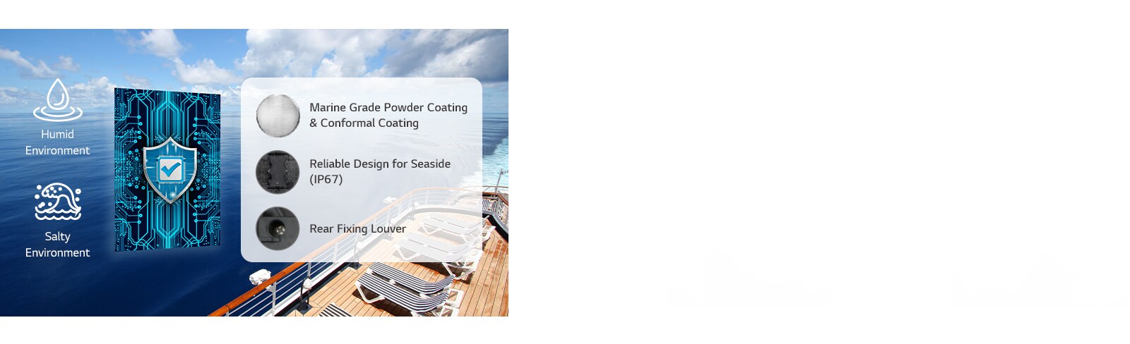 GNEB series has Conformal Coating on the power board to protect LED even in a humid or salty environment.