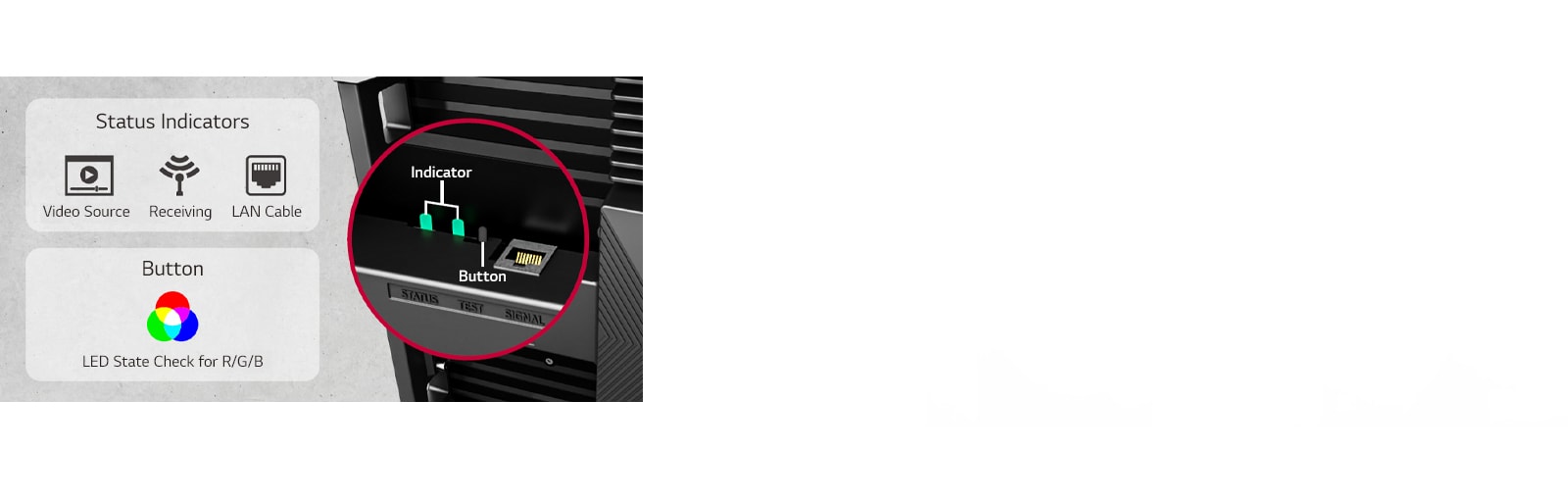 Shows Status Indicators and a button for the LED State Check.