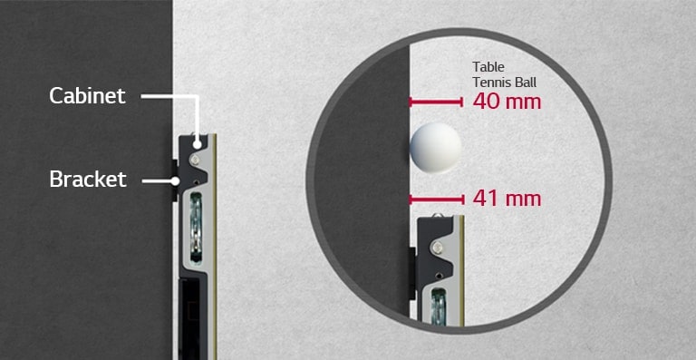 The depth of the LSCB cabinet is comparable to the diameter of a table tennis ball, showing its similar depth.