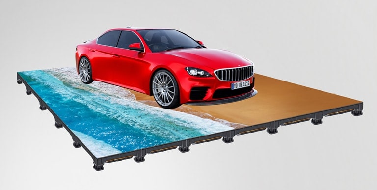 This demonstrates that the LEDs can withstand the weight of a vehicle on them and still work well.